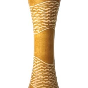 Medium Mango Wood Vase in yellow color with Stripes design