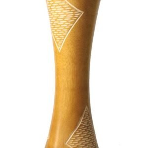 Medium Mango Wood Vase in yellow color with Stripes design