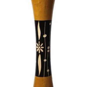 Large Mango Wood Vase in black and yellow color with floral design