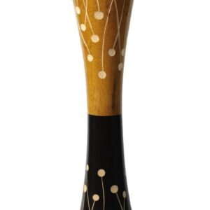 Large Mango Wood Vase in black and yellow color with Spots design