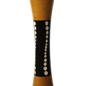 Large Mango Wood Vase in black and yellow color with Spots design