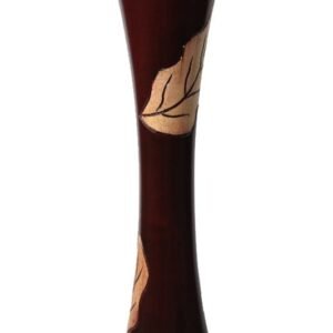 Large Mango Wood Vase in brown color with leaf design
