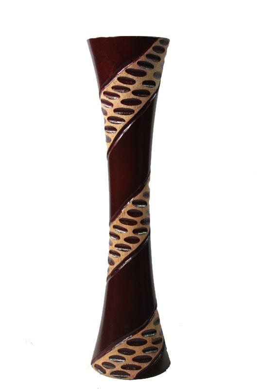 Large Mango Wood Vase in brown color with Spots design