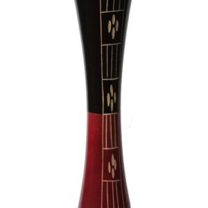 Large Mango Wood Vase in black and red color with Stripes design
