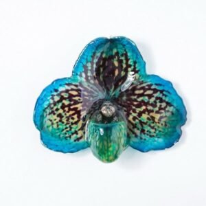 Real orchid flower jewelry wholesale Bellatulum necklace in blue color