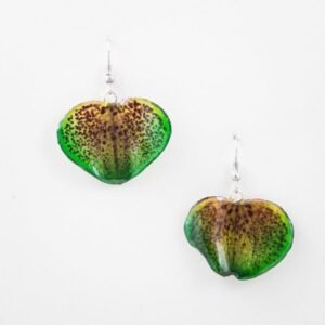 Real flower jewelry wholesale Bellatulum petal earrings in green color