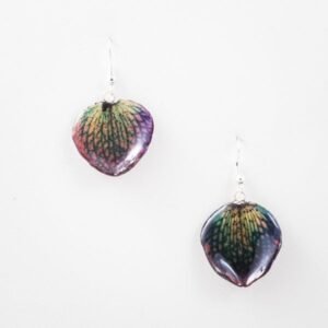 Real flower jewelry wholesale Bellatulum petal earrings in purple color