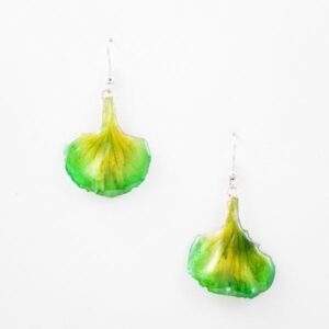 Real flower jewelry wholesale Carnation petal earrings in green color