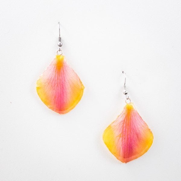 Real flower jewelry wholesale Dendrobium petal earrings in pink color