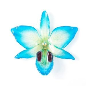 Real flower jewelry wholesale Dendrobium black eye necklace in blue color