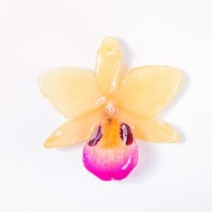 Real flower jewelry wholesale Dendrobium black eye necklace in beige color