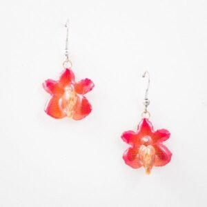 Real flower jewelry wholesale Doritis earrings in pink color