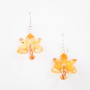 Real flower jewelry wholesale Doritis earrings in orange color