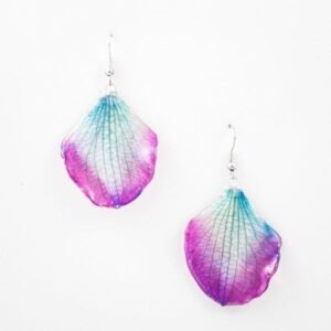 Real flower jewelry wholesale Formosum petal earrings in violet color