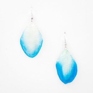 Real flower jewelry wholesale Formosum petal earrings in blue color