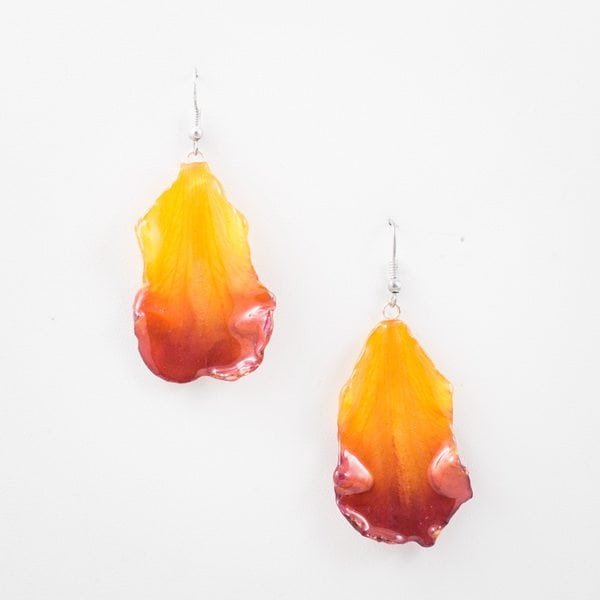 Real orchid flower jewelry wholesale Formosum tongue earrings in yellow color