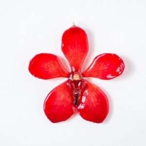 Real flower jewelry wholesale Mokara necklace in red color