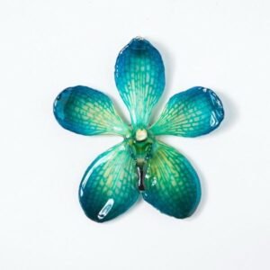 Real flower jewelry wholesale Mokara necklace in blue color