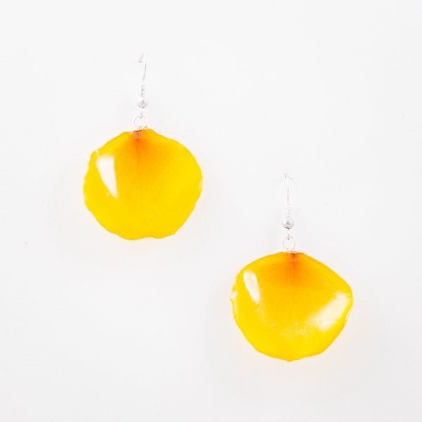 Real orchid flower jewelry wholesale Rose petal earrings in yellow color