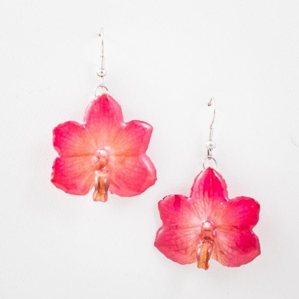 Real orchid flower jewelry Vasco earrings in pink color