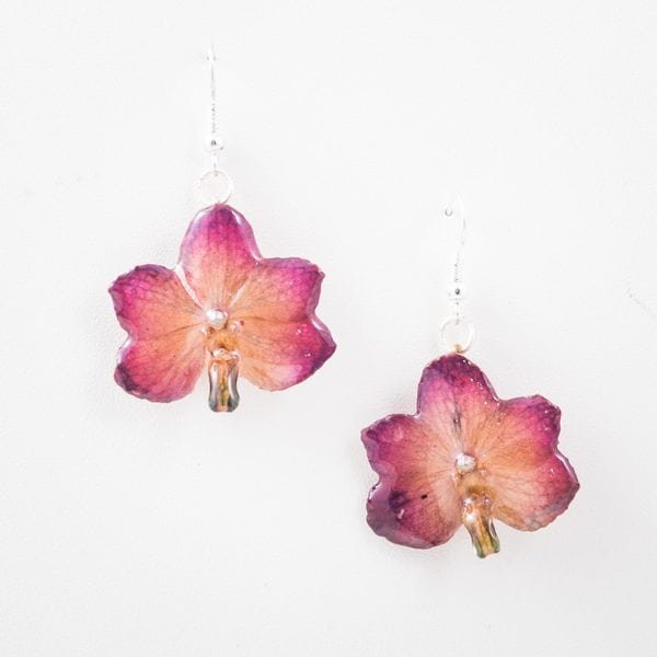 Real orchid flower jewelry Vasco earrings in violet color