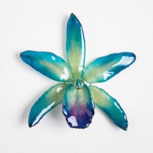 Real flower jewelry wholesale large Cattleya pendant in blue color