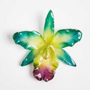 Real flower jewelry wholesale large Cattleya pendant in green color