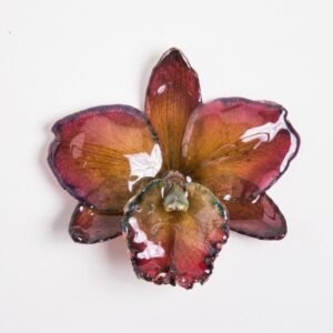 Real flower jewelry wholesale large Cattleya pendant in plum color