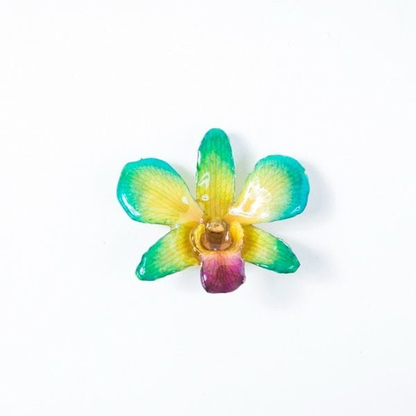 Real flower jewelry wholesale medium Dendrobium necklace in blue color