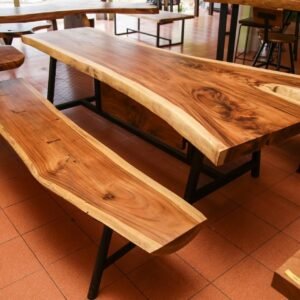 Chiang Mai handicrafts Wholesale Large suar wood dinning table and bench