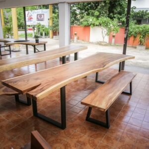 Thailand handicrafts Wholesale Large suar wood dinning table and bench