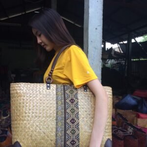 Wholesale bamboo handbag with Thai definition design