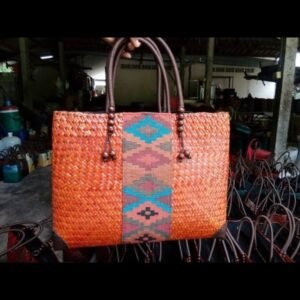 Brown bamboo handbag wholesale with Thai definition design