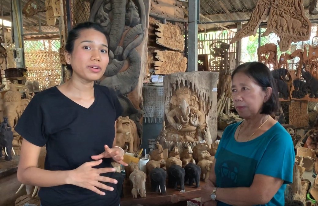 Teak Elephants and Their Textured Carvings from Chiang Mai Woodcrafts Village