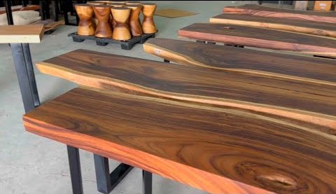A Closer Look: Exceptional Quality in Wholesale Monkey Pod Wood Slab Tables